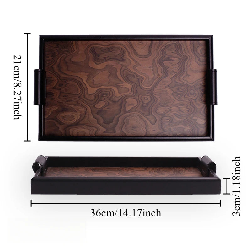Solid Wood Decorative Serving Tray – Dark & Light Finish