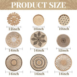 9-Piece Boho & Hamptons Style Rattan Wall Hanging Set – Neutral Tones & Timeless Sophistication