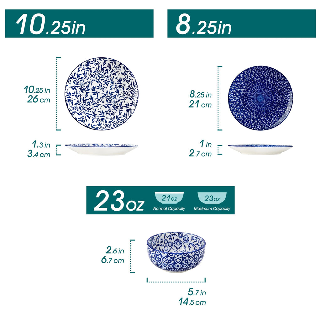 Elegant Blue & White Porcelain Dinnerware Set – Multiple Sizes Available WHIMSICAL HOME OF CREATIONS