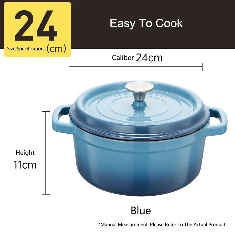 Enamel Cast Iron Stew Pot – Triple Water-Locking Design WHIMSICAL HOME OF CREATIONS