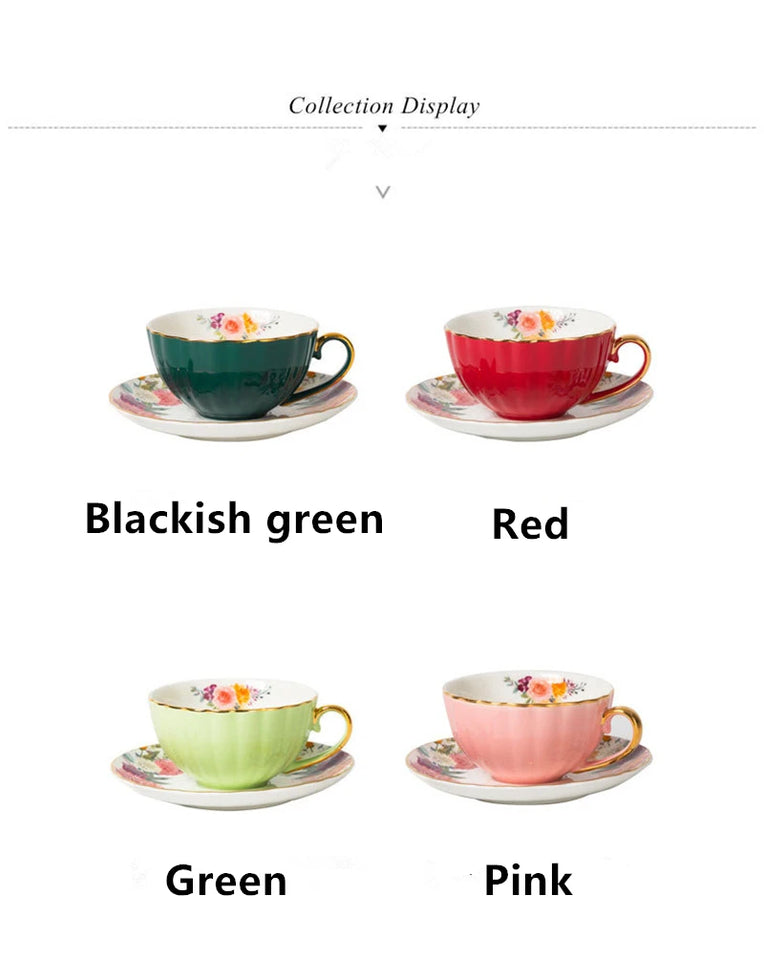 European Luxury Hand Painted Gold Bone China Coffee Cups & Saucers – 2-Piece High Gloss Set