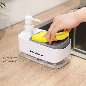Press Type Kitchen Manual Soap Dispenser Hand Hand Pump Leak-Proof Detergent Dispenser with Sponge Holder Cleaning Tool