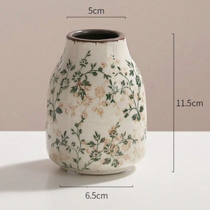 Ice Crackle Ceramic Vases – Vintage-Inspired with Green Accents