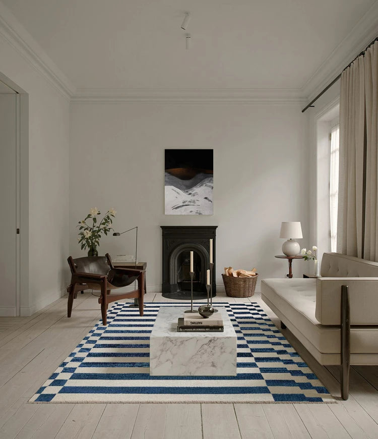 French Retro Art Deco Minimalist Plush Area Rug
