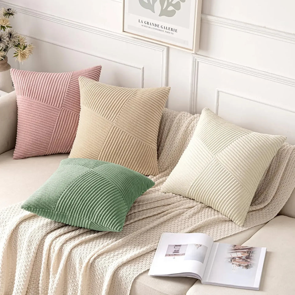 Luxurious Velvet Corduroy Patchwork Pillow Covers – 45x45cm