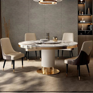 Luxury Round Marble Dining Table with Gold Frame 6-10 people