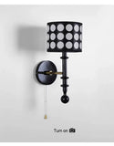 Luxury Mid-Century Art Deco Fabric Wall Sconce – Black & White Elegance