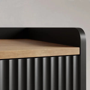 Extra Wide Retro Ribbed Sideboard with Gold Accents
