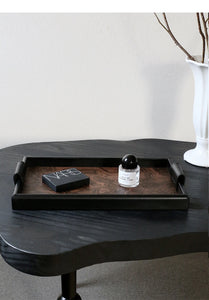 Solid Wood Decorative Serving Tray – Dark & Light Finish