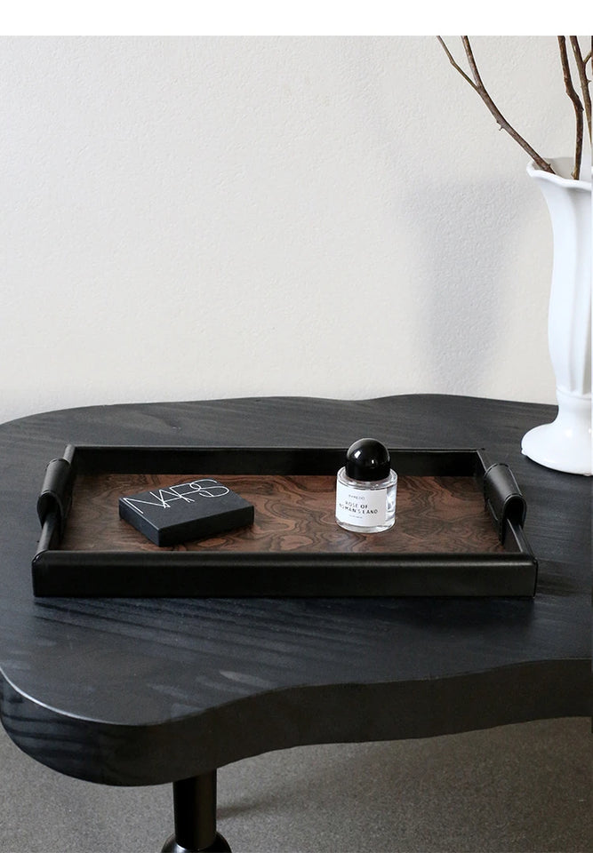 Solid Wood Decorative Serving Tray – Dark & Light Finish