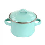 Turquoise 1-Quart Enameled Steel Dutch Oven with Lid – Mini Cookware Pot