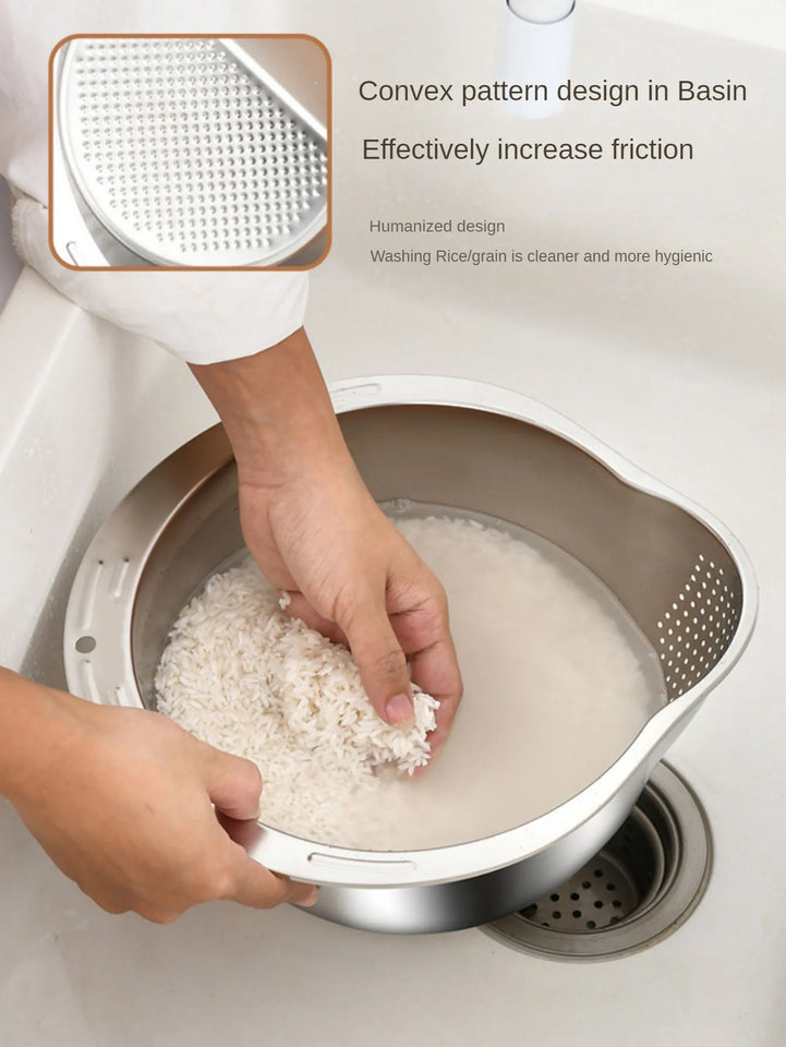 304 Stainless Steel Rice Strainer Bowl for every kitchen task– Practical & Premium Quality
