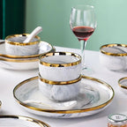 Luxury Blue & White Dinnerware Sets with Double-Sided Gilt Rims – Timeless Elegance WHIMSICAL HOME OF CREATIONS
