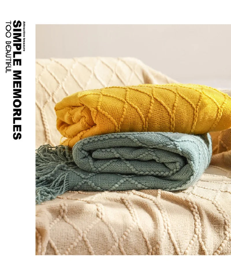 Bohemian/ Country Knitted Weave Blanket Throw –in various colors and sizes