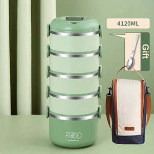 Large Capacity Thermal Insulated Lunch Box – Stackable Bento Container with Hidden Cutlery Microwave Safe