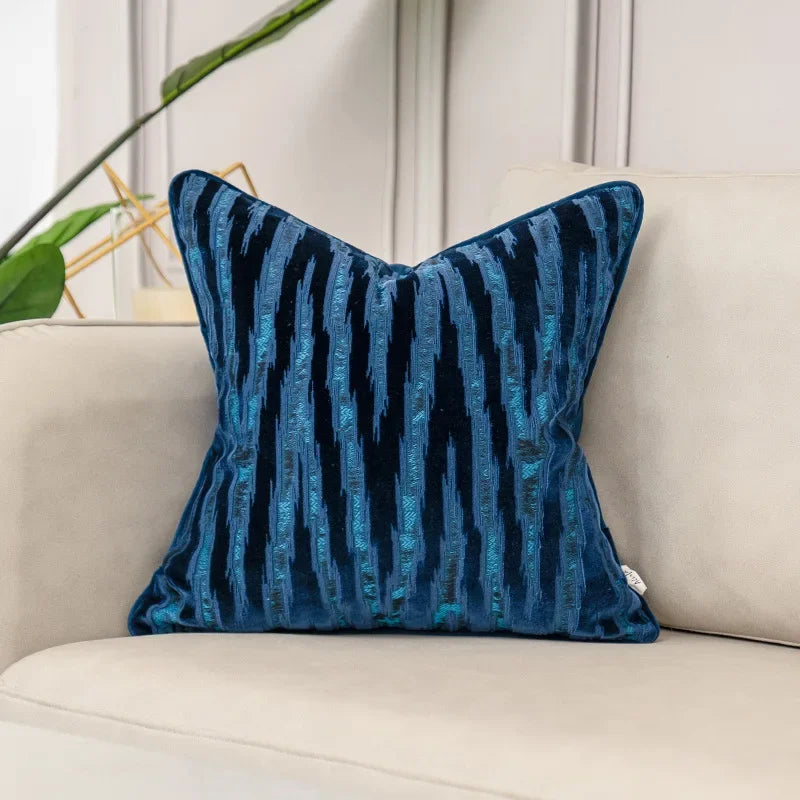 Luxury Blue Velvet Cushion Cover Collection – Tropical, Geometric & Botanical Designer Throw Pillows