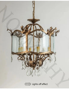 American Retro Style Dining Room Chandelier French Candle Crystal Pendant Lights For Bedroom Living LED Lighting Lamp Home Decor