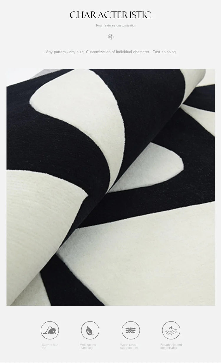 French Retro Art Deco Minimalist Plush Area Rug – Soft, Timeless & Machine-Washable WHIMSICAL HOME OF CREATIONS