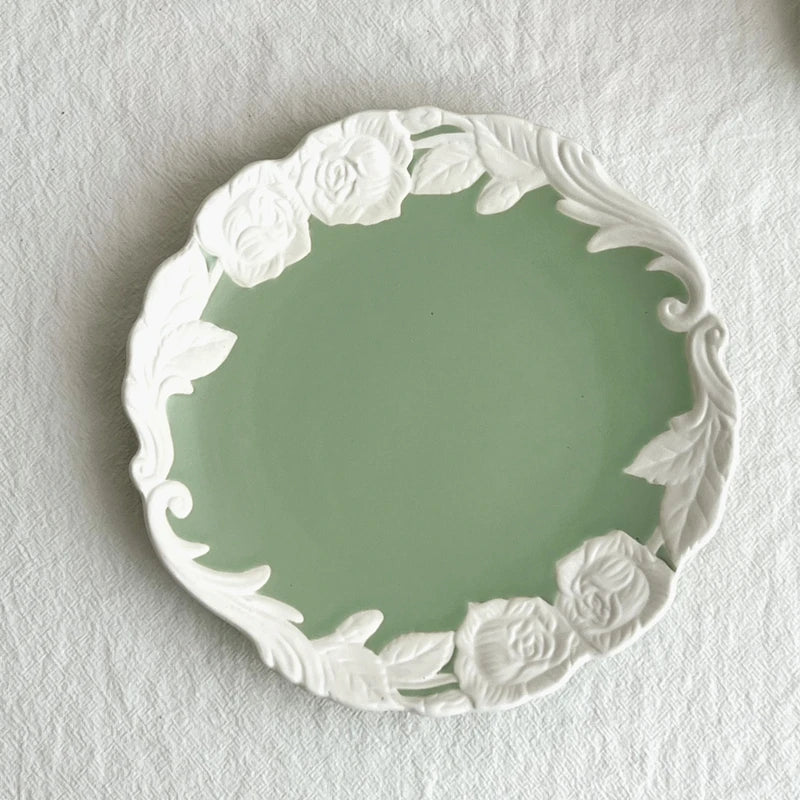 Vintage-Inspired Rose Tea & Coffee Cup Set with Saucer and Cake plate