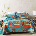 Luxury 500TC Pure Egyptian Cotton Boho Vintage Floral Reversible Bedcover Quilt Set – 3-Piece King & Queen Fit WHIMSICAL HOME OF CREATIONS