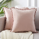 Velvet Cushioncover pillowslip with Ball Soft Decorative Cushion Home Decor for Sofa Set