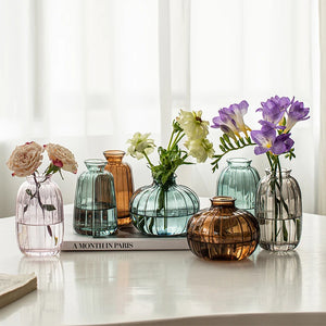 Modern Retro/ Vintage Mini Vases – Transparent & Colourful