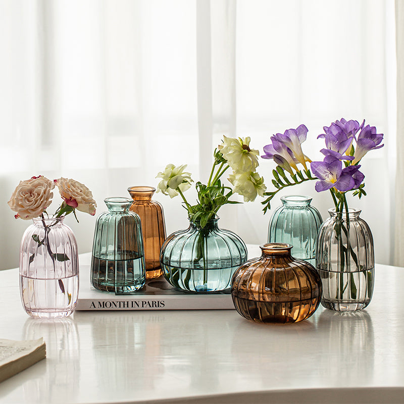 Modern Retro/ Vintage Mini Vases – Transparent & Colourful