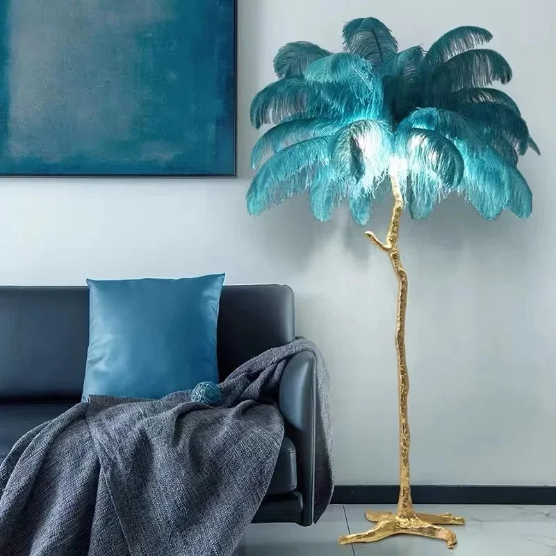 Modern Luxury Ostrich Feather Floor Lamp – Elegant Statement Piece