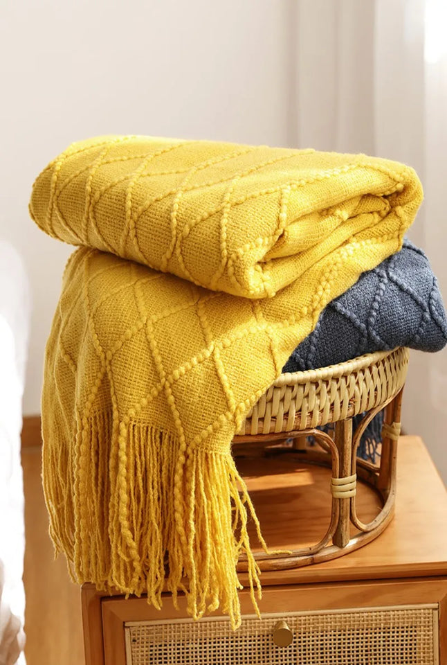 Bohemian/ Country Knitted Weave Blanket Throw –in various colors and sizes