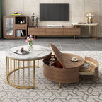 2-delige ronde koffietafel – Mid-eeuse moderne elegansie