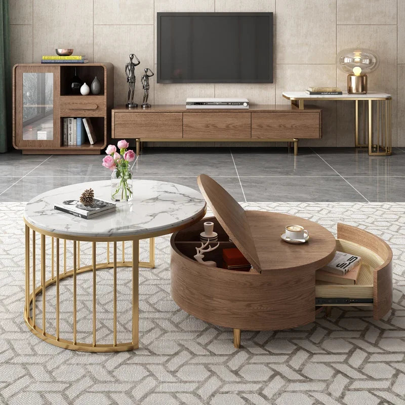 2-Piece Round Coffee Table – Mid-Century Modern Elegance