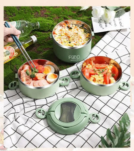 Large Capacity Thermal Insulated Lunch Box – Stackable Bento Container with Hidden Cutlery Microwave Safe