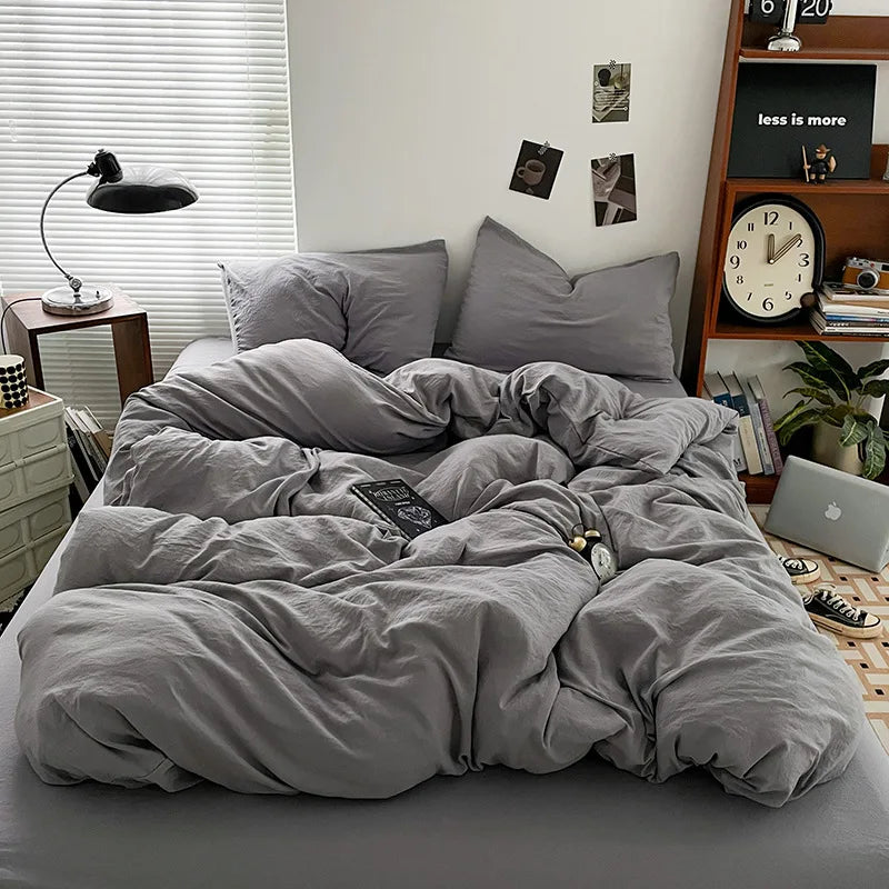 Luxury 100% Pure Linen-Cotton Twill Bed Sheet Set with Duvet Cover & Pillowcases – Soft, Durable, Breathable WHIMSICAL HOME OF CREATIONS