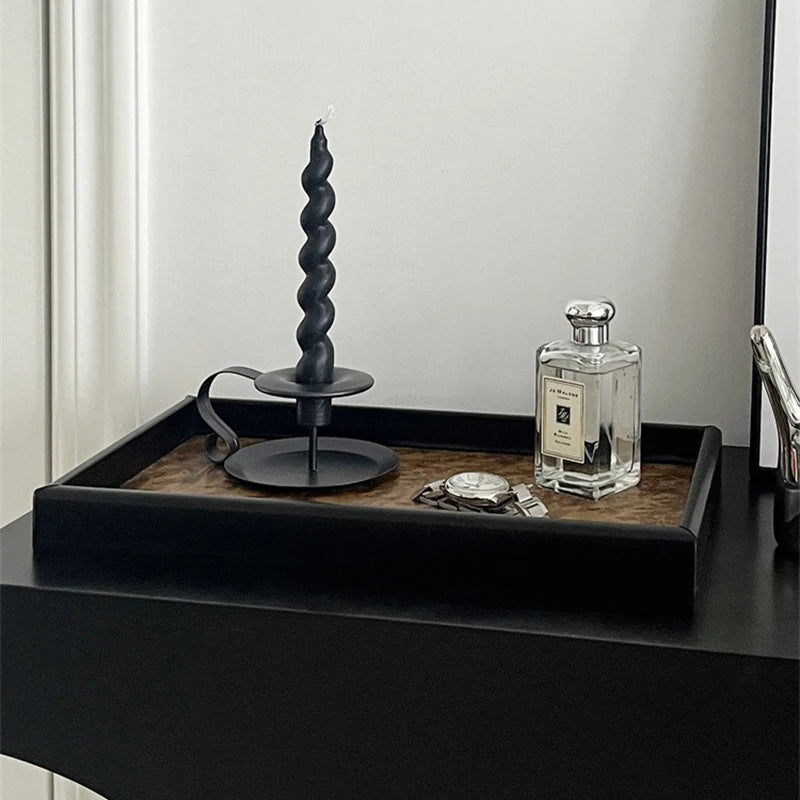 Solid Wood Decorative Serving Tray – Dark & Light Finish