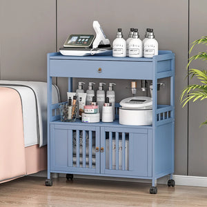 Eco-Friendly Bamboo Storage Cabinet – Natural & Greyish Blue