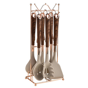 8-Piece Heat-Resistant Silicone Kitchenware Set with Storage Rack