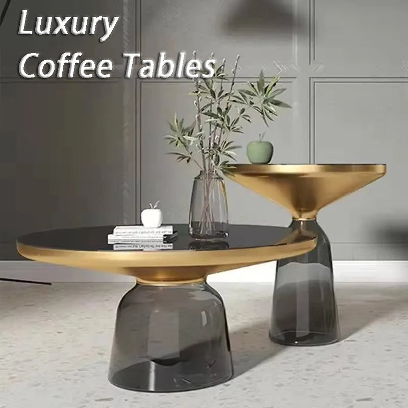 Luukse Deursigtige Geharde Sirkelvormige Glas Koffietafel