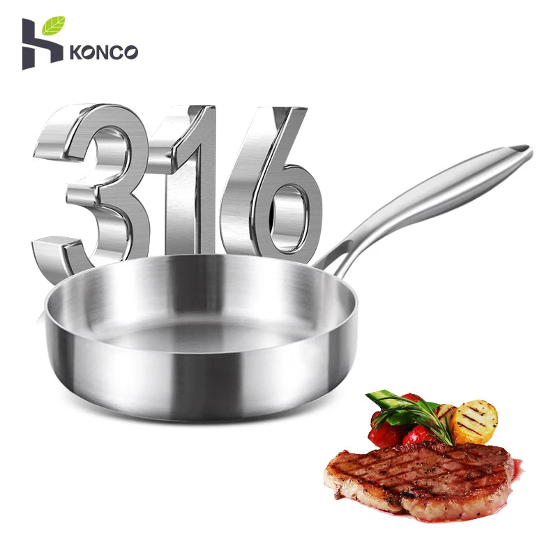 316 Stainless Steel Frying Pan 20 cm – Non-Stick Multi-Layer Cookware for Home & Professional Chefs WHIMSICAL HOME OF CREATIONS
