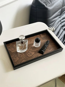 Solid Wood Decorative Serving Tray – Dark & Light Finish