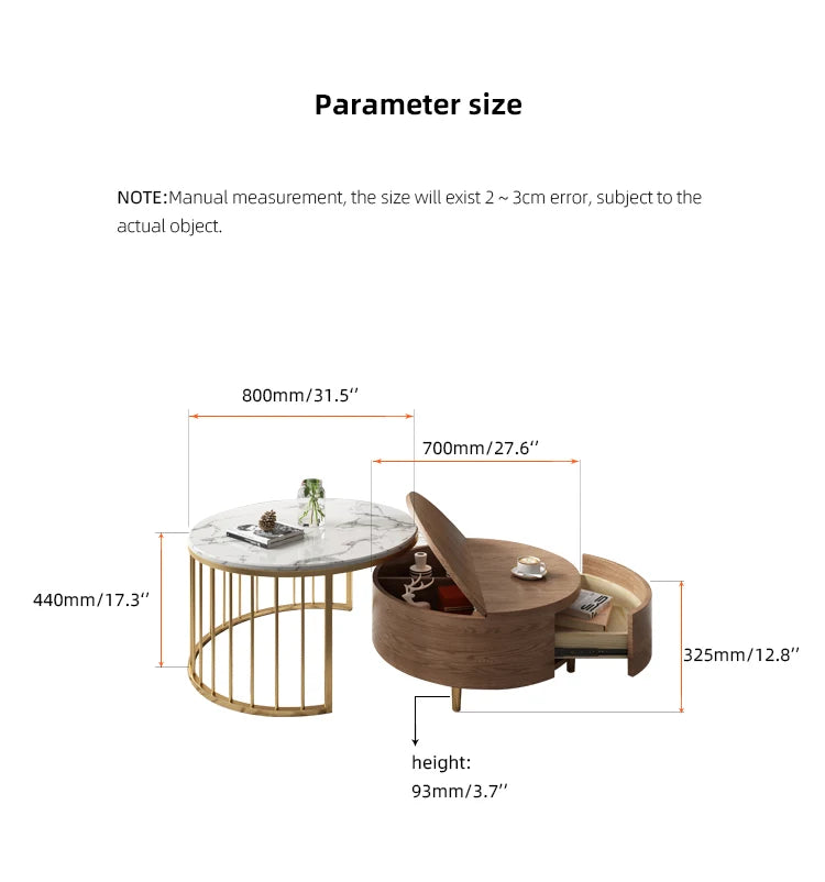 2-Piece Round Coffee Table – Mid-Century Modern Elegance