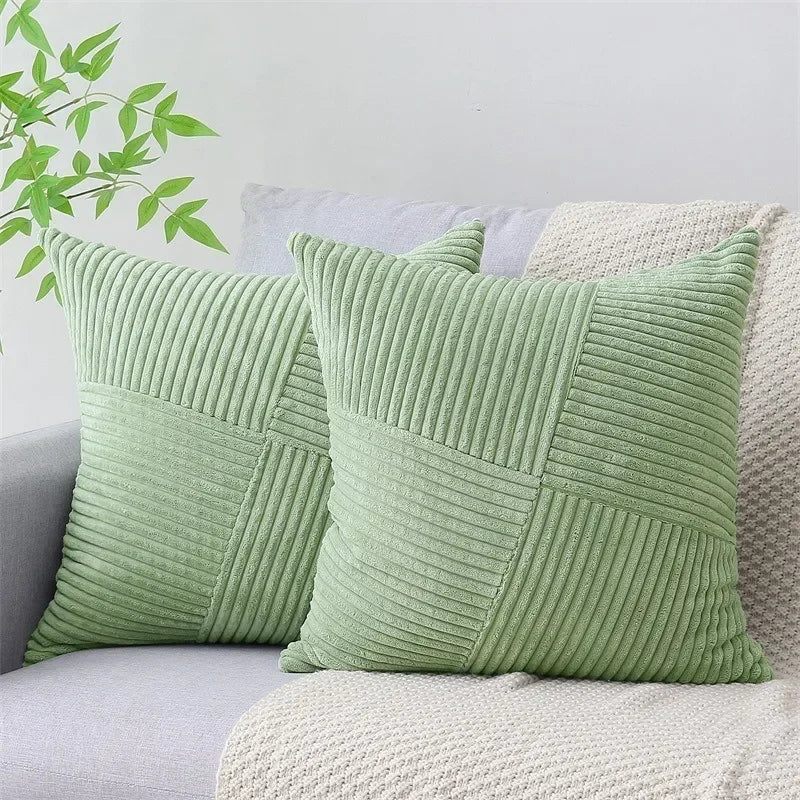 Luxurious Velvet Corduroy Patchwork Pillow Covers – 45x45cm