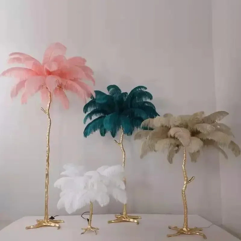 Modern Luxury Ostrich Feather Floor Lamp – Elegant Statement Piece