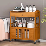 Eco-Friendly Bamboo Storage Cabinet – Natural & Greyish Blue
