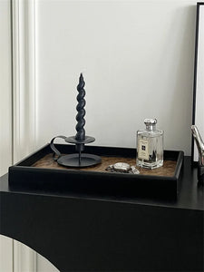 Solid Wood Decorative Serving Tray – Dark & Light Finish