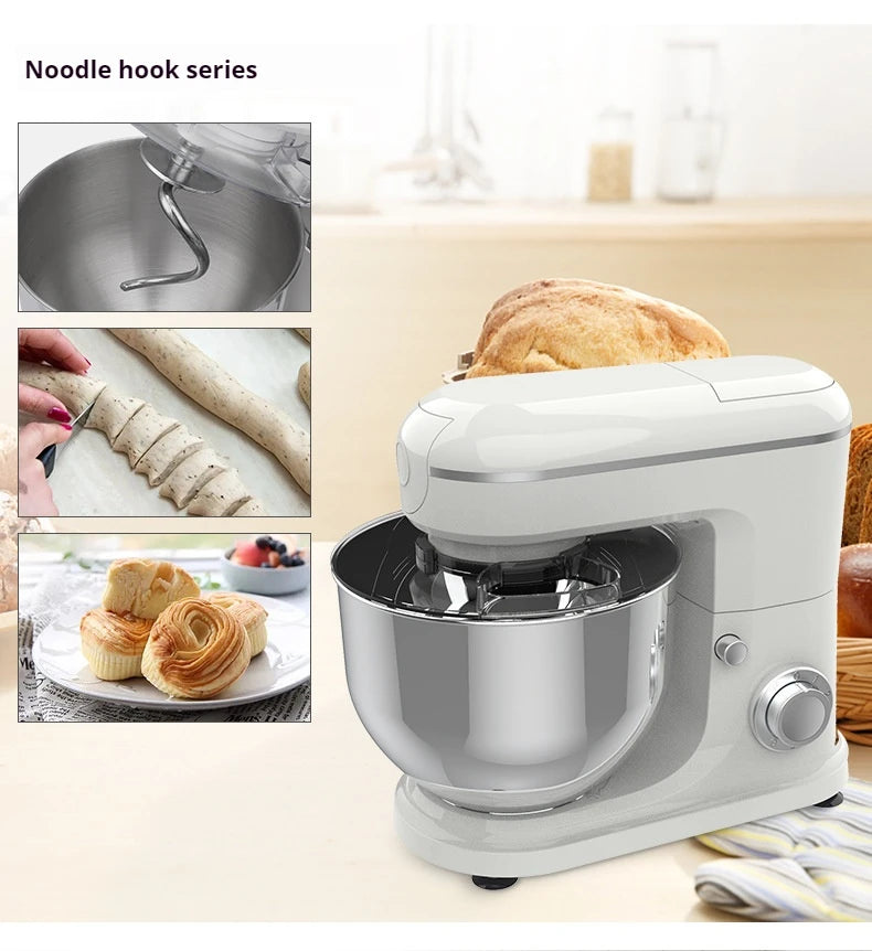 10L Chef Stainless Steel Electric Mixer – 1500W High Power with 6L Bowl & Splash-Proof Cover