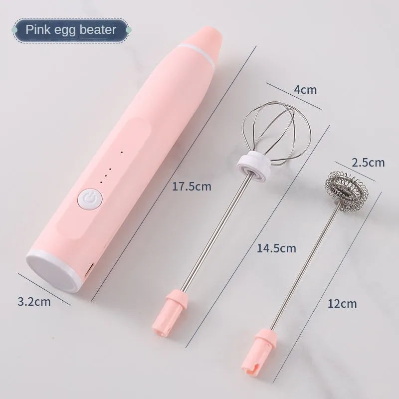 3-Speed USB Electric Milk Frother & Egg Beater – Dual Head | Mint Green, Pink, Black WHIMSICAL HOME OF CREATIONS