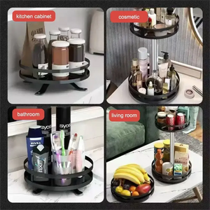 360° Rotating Carbon Steel Spice Rack Organizer – Adjustable Multi-Layer with Suction Cups