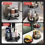 360° Rotating Carbon Steel Spice Rack Organizer – Adjustable Multi-Layer with Suction Cups