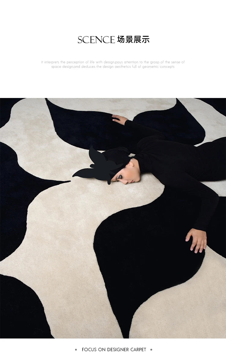 French Retro Art Deco Minimalist Plush Area Rug – Soft, Timeless & Machine-Washable WHIMSICAL HOME OF CREATIONS