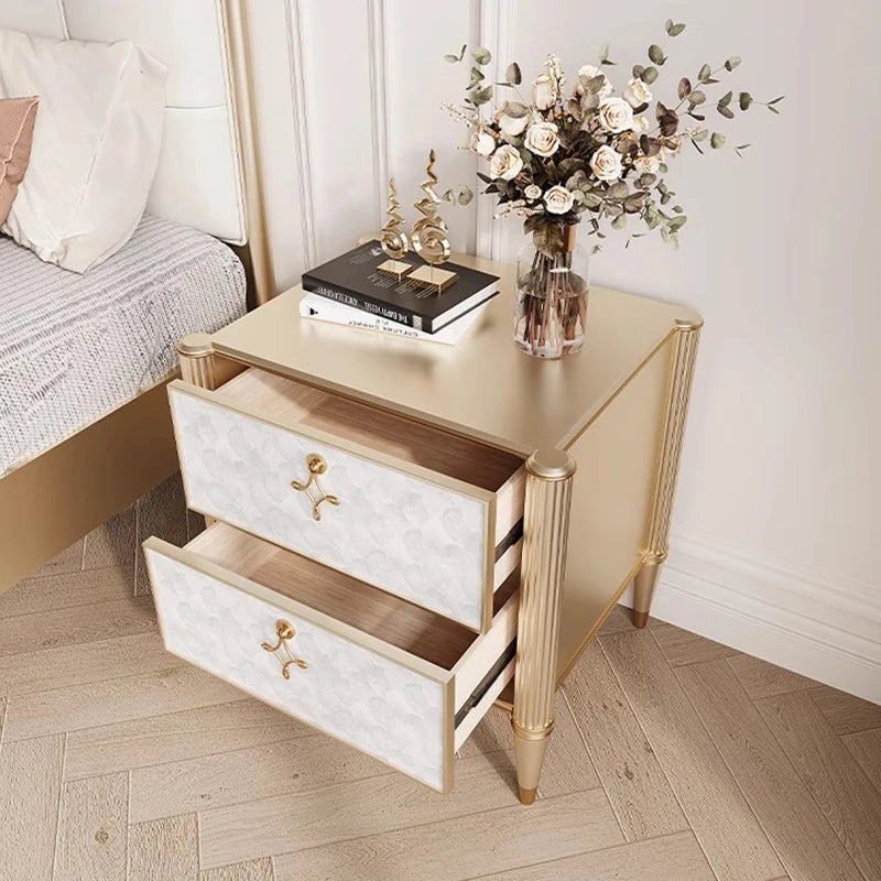 Hollywood Regency Art Deco Revival Nightstand – Luxe Satin Lacquer Finish with Gold Ribbon Bow Handles